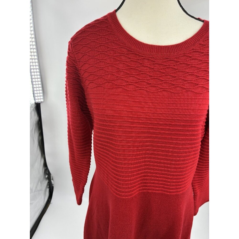 Marc New York Womens L Red Fit & Flare Sweater Dress Long Sleeve Knit Casual - Picture 3 of 7